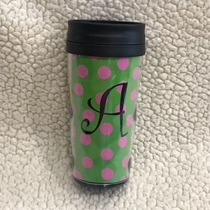 A Initial Drink Tumbler / Coffee Tea Cup
A Initial w/ Pink Polka Dots